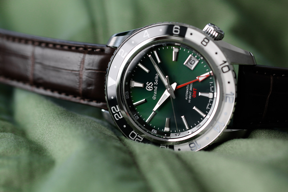 Grand Seiko SBGJ239 Hi-Beat GMT green-dial men's wristwatch