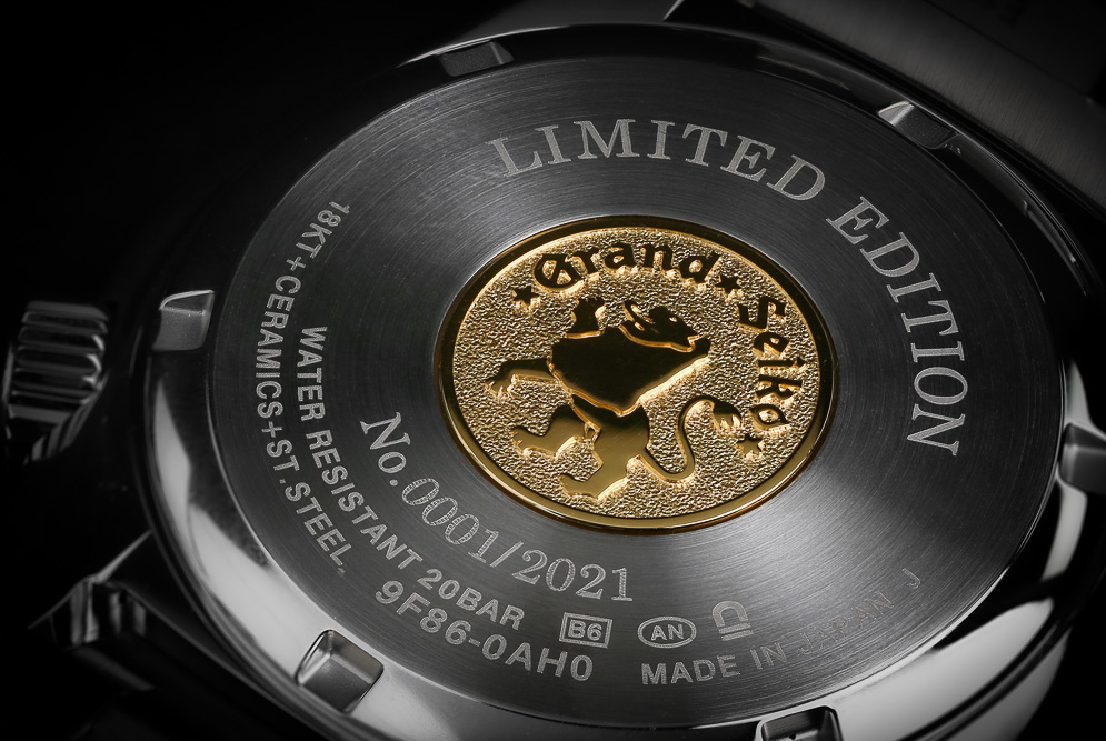 Case back closeup of Grand Seiko SBGN023